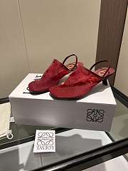 Colestore Loewe Petal Slingback Heel Sandal in Mesh Red - 1