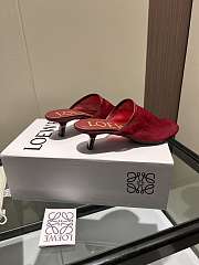 Colestore Loewe Petal Slingback Heel Sandal in Mesh Red - 6