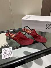 Colestore Loewe Petal Slingback Heel Sandal in Mesh Red - 5
