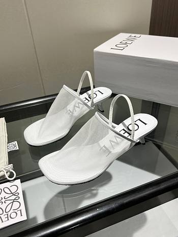 Colestore Loewe Petal Slingback Heel Sandal in Mesh White