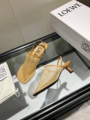 Colestore Loewe Petal Slingback Heel Sandal in Mesh Tan - 6