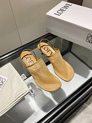Colestore Loewe Petal Slingback Heel Sandal in Mesh Tan - 4