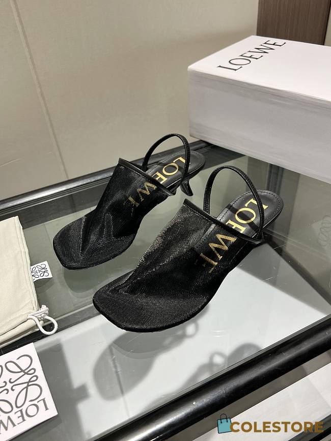 Colestore Loewe Petal Slingback Heel Sandal in Mesh Black - 1