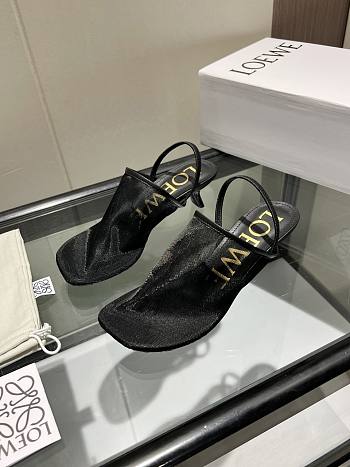 Colestore Loewe Petal Slingback Heel Sandal in Mesh Black