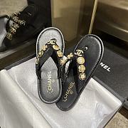 Colestore Chanel Thongs Lambskin & metal Slipper Black - 6