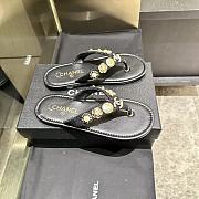 Colestore Chanel Thongs Lambskin & metal Slipper Black - 3