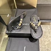 Colestore Chanel Thongs Lambskin & metal Slipper Black - 4