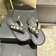 Colestore Chanel Thongs Lambskin & metal Slipper Black - 2