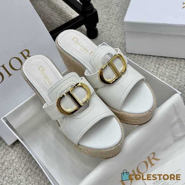 Colestore Dior 30 Montaigne Platform Slide in White - 1