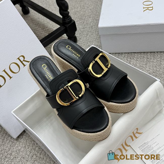 Colestore Dior 30 Montaigne Platform Slide in Black - 1