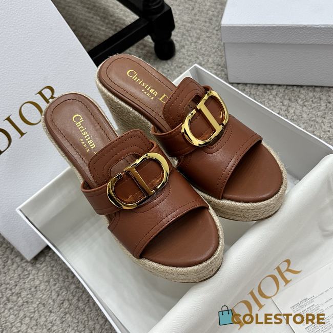 Colestore Dior 30 Montaigne Platform Slide in Brown - 1