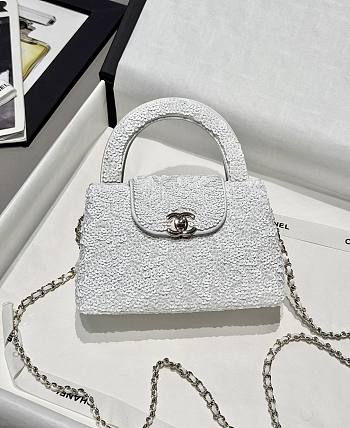 Colestore Chanel Mini Kelly in White Sequins 13x19x7cm
