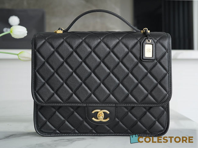 Colestore Chanel Black Caviar Leather Backpack 31.5x31x9cm - 1