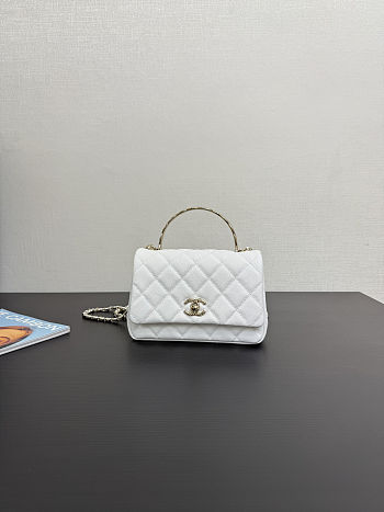 Colestore Chanel Small Coco Crush Handle White Caviar 12x18x6.5cm