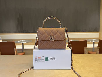Colestore Chanel 25S Cross Handle Kelly Chain Bag Brown 11.5x14.5x5.5cm