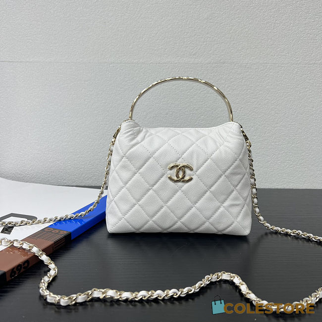 Colestore Chanel 25S Coco Handle White Bag 18x13x7cm - 1
