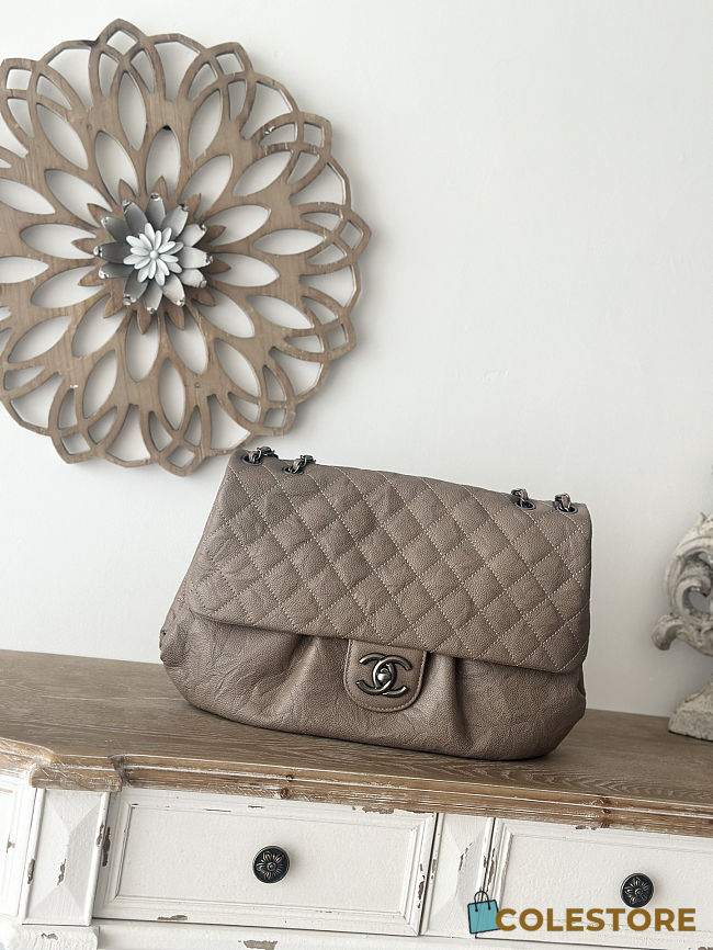 Colestore Chanel Easy Flap Bag Gray Brown 40×30cm - 1