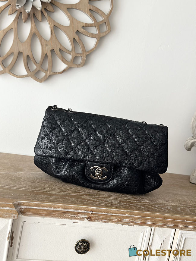 Colestore Chanel Black Washed Leather Lady Braid Bag 30×18×4cm - 1