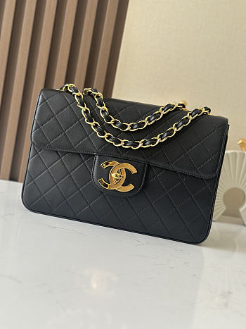 Colestore Chanel Vintage Black Classic Large Jumbo Single Flap 30x21x8cm
