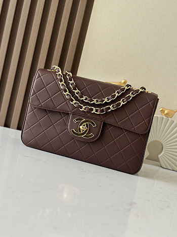Colestore Chanel Vintage Brown Classic Large Jumbo Single Flap 30x21x8cm