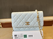 Colestore Chanel Woc Lamskin Light Blue Pearl on Chain 19x12x3.5cm - 4