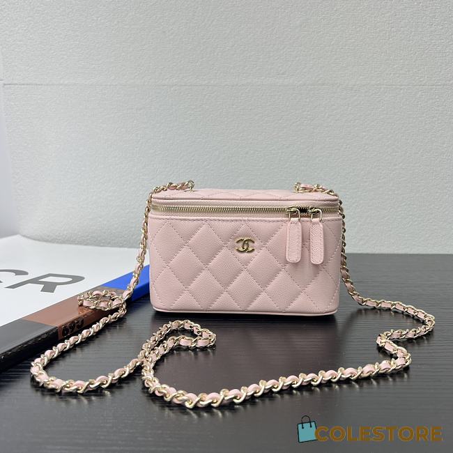 Colestore Chanel Classic Pink Caviar Vanity Bag 16x8x10cm - 1