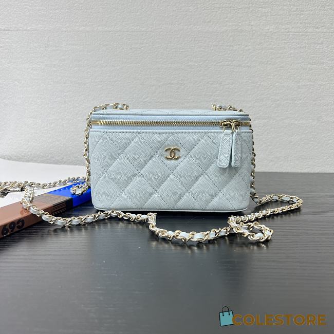 Colestore Chanel Classic Blue Caviar Vanity Bag 16x8x10cm - 1