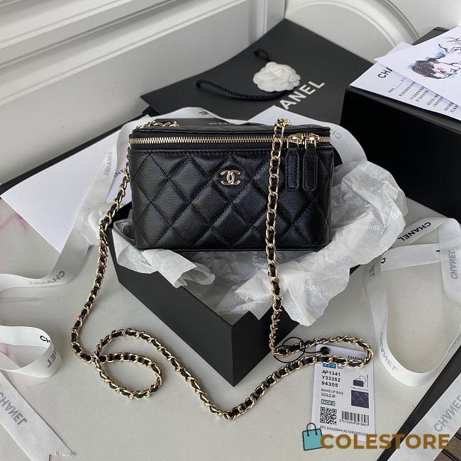 Colestore Chanel Classic Black Caviar Vanity Bag 16x8x10cm - 1