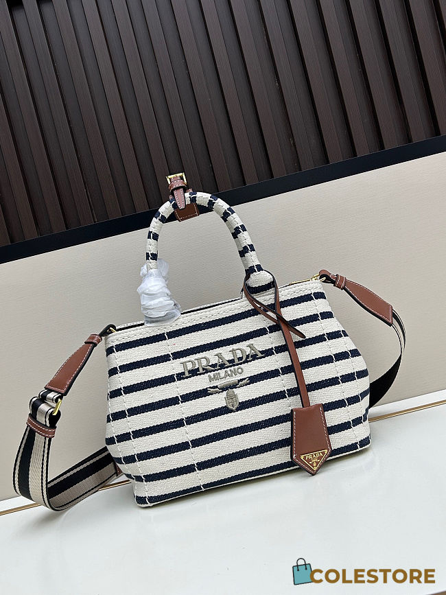 Colestore Prada Jardinière Striped Mini Ivory Blue 25x19x15cm - 1