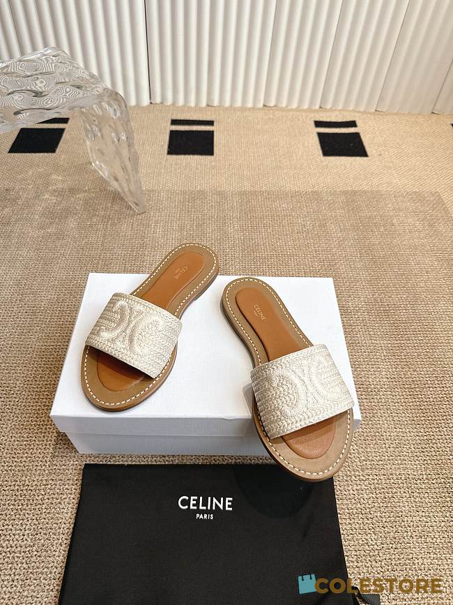 Colestore Celine White Triomphe Cloth Sandal  - 1