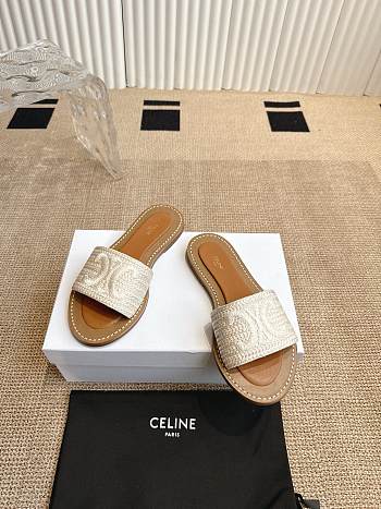 Colestore Celine White Triomphe Cloth Sandal 