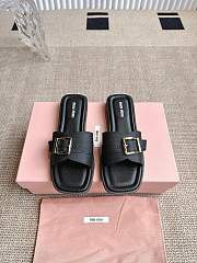 Colestore Miu Miu Flat Slide Sandals in Black - 1