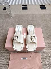 Colestore Miu Miu Flat Slide Sandals in White - 1