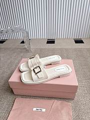 Colestore Miu Miu Flat Slide Sandals in White - 5