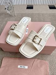 Colestore Miu Miu Flat Slide Sandals in White - 4