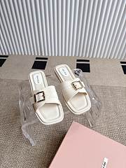 Colestore Miu Miu Flat Slide Sandals in White - 3