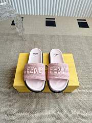 Colestore Fendi Flat Woven Embroidered Logo Slides Pink  - 1
