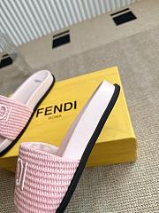 Colestore Fendi Flat Woven Embroidered Logo Slides Pink  - 6