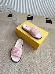 Colestore Fendi Flat Woven Embroidered Logo Slides Pink  - 3