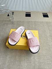 Colestore Fendi Flat Woven Embroidered Logo Slides Pink  - 4