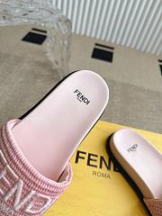 Colestore Fendi Flat Woven Embroidered Logo Slides Pink  - 2