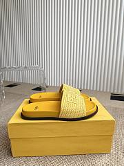 Colestore Fendi Flat Woven Embroidered Logo Slides Yellow - 5