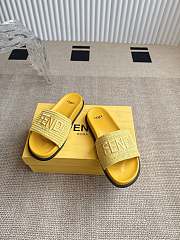 Colestore Fendi Flat Woven Embroidered Logo Slides Yellow - 4