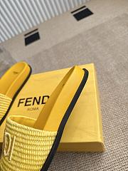 Colestore Fendi Flat Woven Embroidered Logo Slides Yellow - 3
