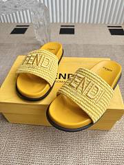 Colestore Fendi Flat Woven Embroidered Logo Slides Yellow - 2