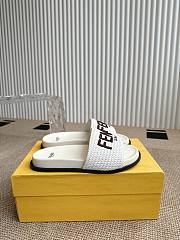 Colestore Fendi Flat Woven Embroidered Logo Slides White - 6