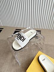 Colestore Fendi Flat Woven Embroidered Logo Slides White - 3