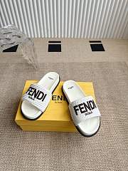 Colestore Fendi Flat Woven Embroidered Logo Slides White - 4