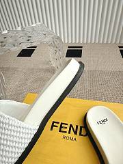 Colestore Fendi Flat Woven Embroidered Logo Slides White - 5
