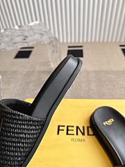 Colestore Fendi Flat Woven Embroidered Logo Slides Black - 6
